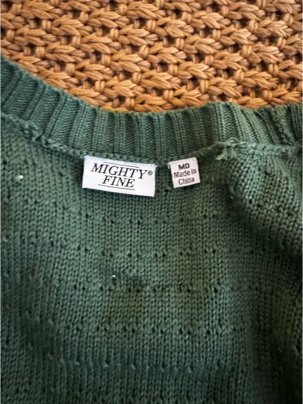 Mighty fine Forest green cardigan with pearl details - Image 6
