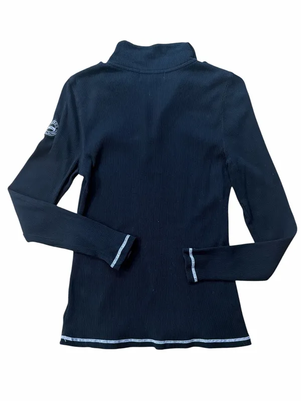 Ralph Lauren Black Quarter Zip Waffle Knit Long Sleeve Top - Image 2