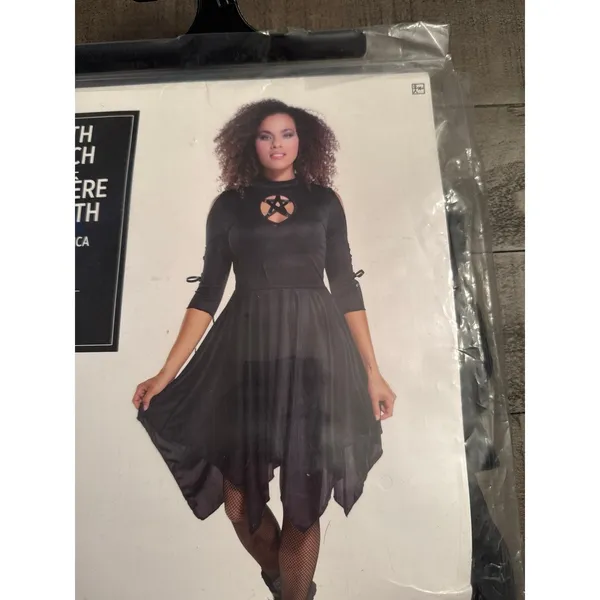 NWT Women's‎ Black Goth Witch Dress Costume Size Medium - Image 2