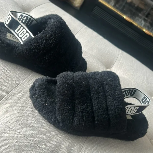 UGG Black Slip On Strapped Back Slippers Size 7 - Image 7