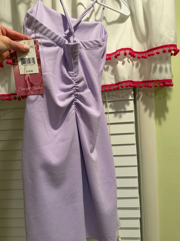 Emerald Sundae Lilac ruffled spaghetti strap teen dress - Image 2
