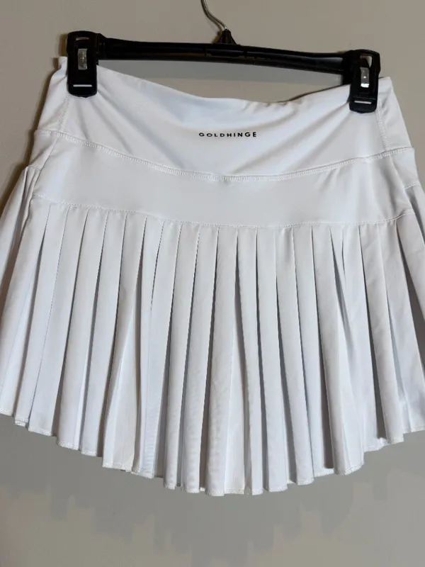 Gold Hinge Off-White Pleated Tennis Skirt Skort Women Medium White Active Tennis - Image 9