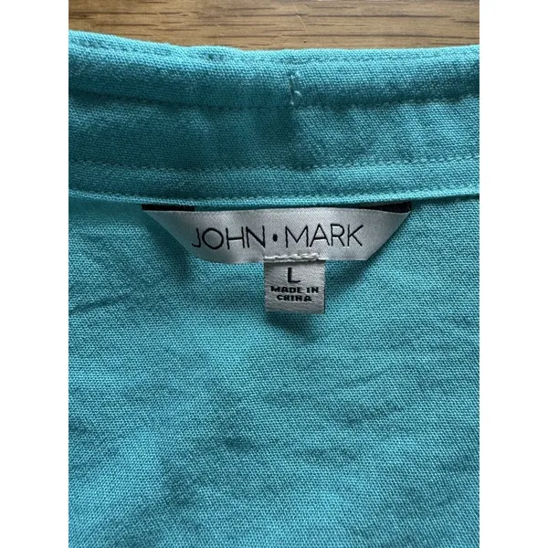 John Mark Short Cuff Sleeved Shirt Button Down Women Size Large Artsy Casual - Image 3
