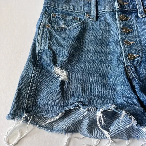 Gap denim button fly high rise cheeky shorts size 0/25 Denim - Image 4