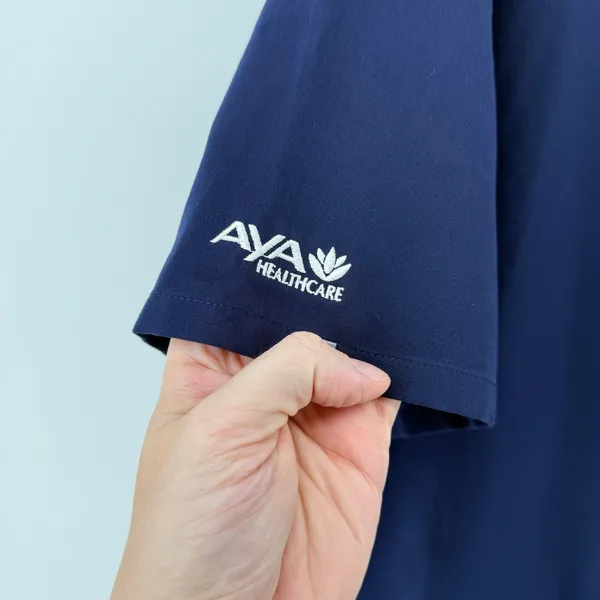 Figs Casma Three-Pocket Scrub Top Navy Blue Women XXL FW1100 PO #1659 Logo Nurse - Image 2