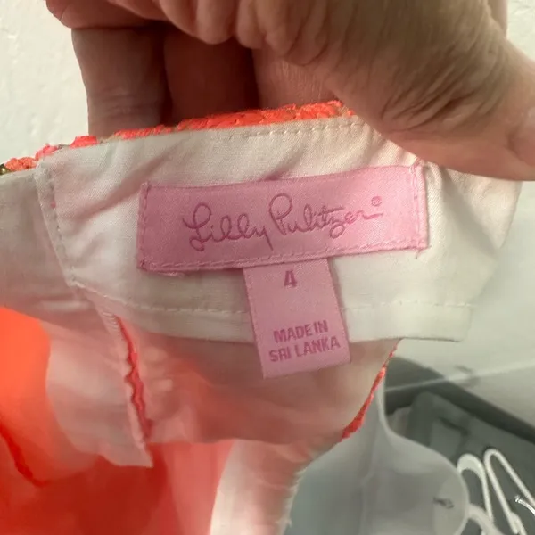 Lilly Pulitzer Marii Seashell Eyelet Mini Skirt Skort Neon Orange Size 4 EUC - Image 7