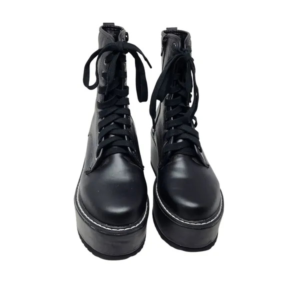 Liliana Shoes Black Leather Zip Archer 1 Chunky Platform Combat Boots Size 7.5 - Image 4