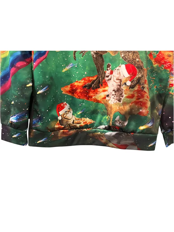 Funny Laser T-Rex Cat Pizza Pig Surf Space Ugly Christmas Sweater Unisex Size M - Image 10