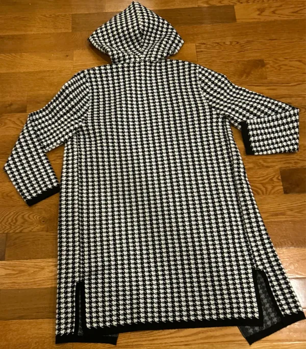 Golden Lillie Women's Long Hooded Cardigan Sweater Houndstooth Jacket M - Image 8