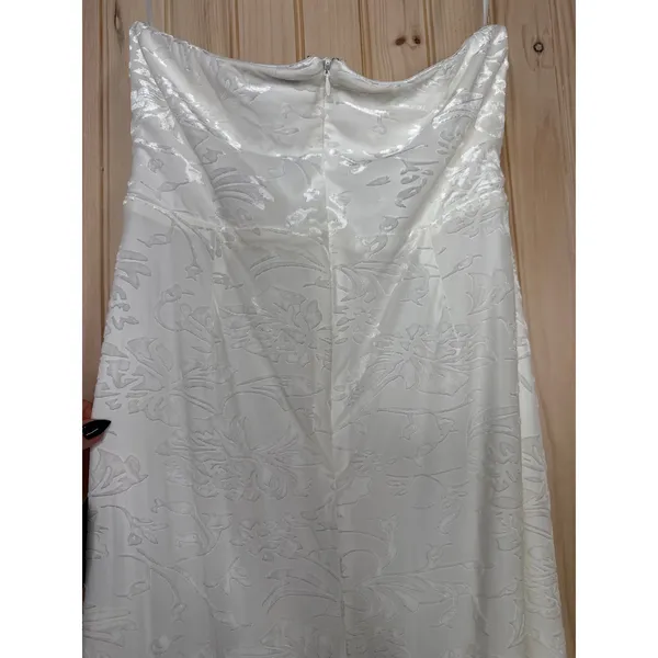 NWT Lulus Exquisite White Velvet Burnout Strapless Maxi Dress Wedding Bride Sz L - Image 9