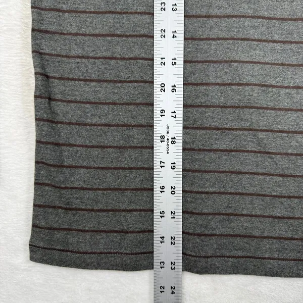 Lauren‎ Ralph Lauren Petite Gray Striped Button Shoulder Long Sleeve Top PL - Image 4