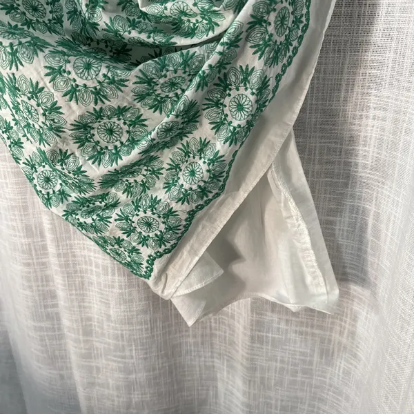 Max Studio Green & White Embroidered Mini Dress Lined Cotton Women's Size L NWT - Image 6