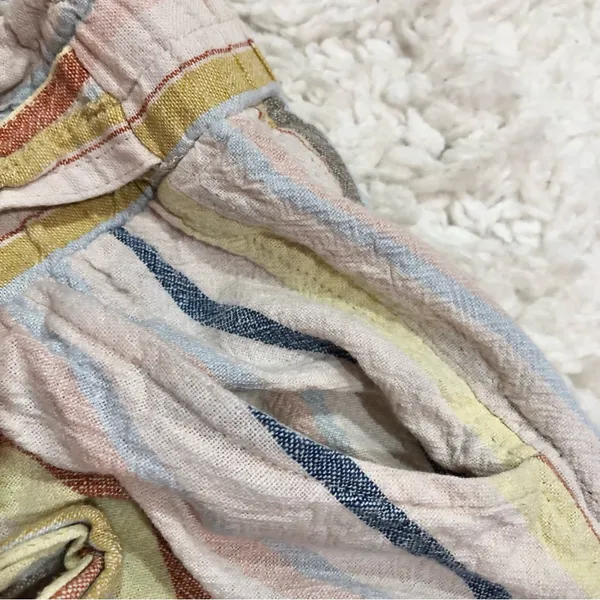 Jolt Linen Blend Stripe Multi Color Tie Shorts‎ Medium - Image 4