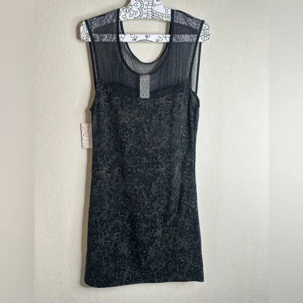 Free People Dragonfly Dress black/gold size large NWT - Image 2