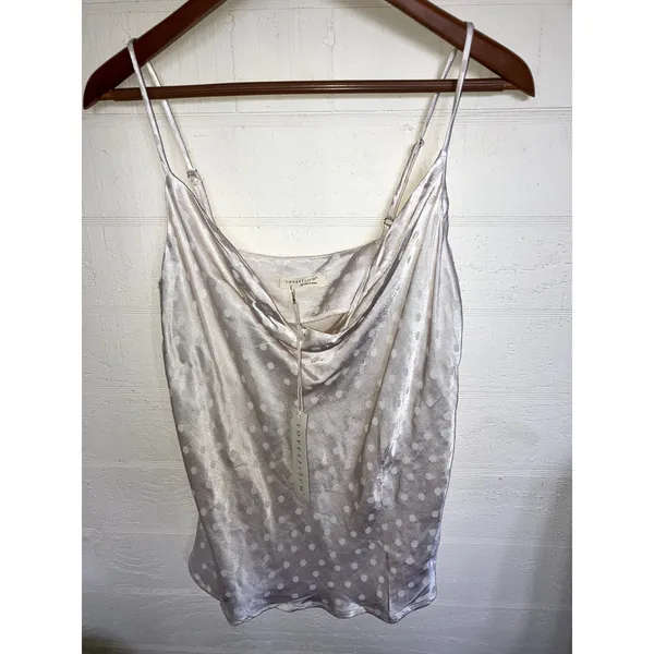 LOVE STITCH Dot Jacquard Cowl Neck Satin Cami Top NWT Medium M ROMANTIC FEMININE - Image 3