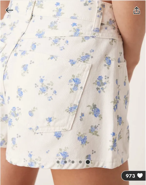 ASOS Floral White Denim Shorts - Image 2