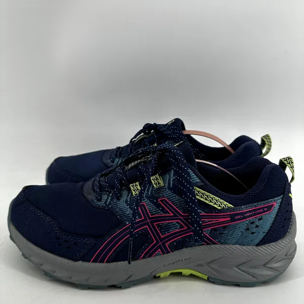 Asics Gel Venture 9 Trail Running Shoes Mesh Low Top Deep Ocean Blue Hot Pink 9 - Image 4