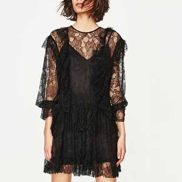 ✨ Zara black lace dress with frills✨ - Image 2