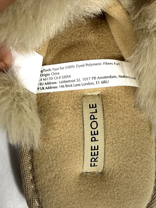 Free People Womens Size 8 Faux Fur Crossover Slippers Beige Cozy Boho Slides - Image 9