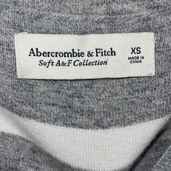 Abercrombie & Fitch Womens Stripe Soft Collection Pullover Sweater Gray White XS - Image 4