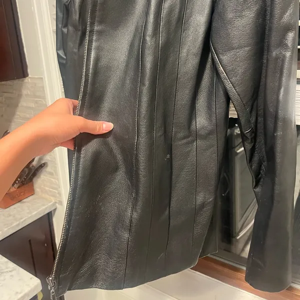 Black leather jacket blazer Genuine leather / vintage - Image 3