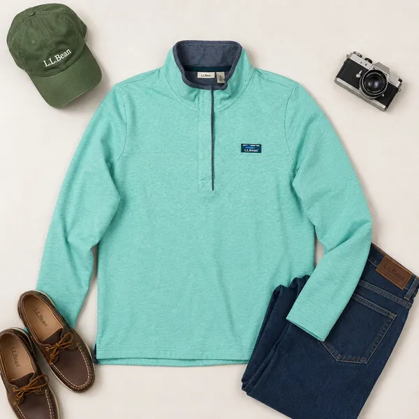 L.L.Bean Women XL Quarter Snap Pullover Coastal Preppy Fleece Teal‎ Blue Green - Image 2