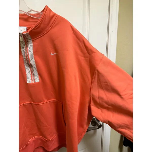 Nike Phoenix Fleece Therma-FIT Oversized Quarter Zip Sweatshirt Coral Orange 3X - Image 8