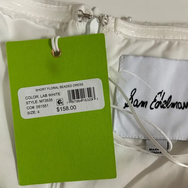 Sam Edelman Short Floral Beaded Dress Lab White Strapless Mini M73535 Womens‎ 4 - Image 10