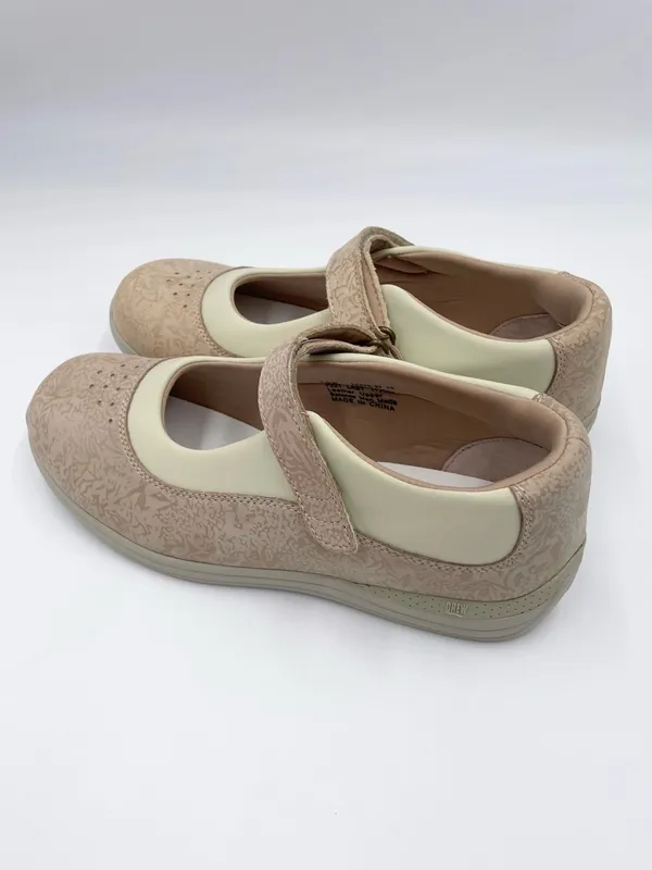DREW Rose Mary Jane Flats Comfort Shoes Women's Size 7.5 Wide Bone Tan Floral - Image 7