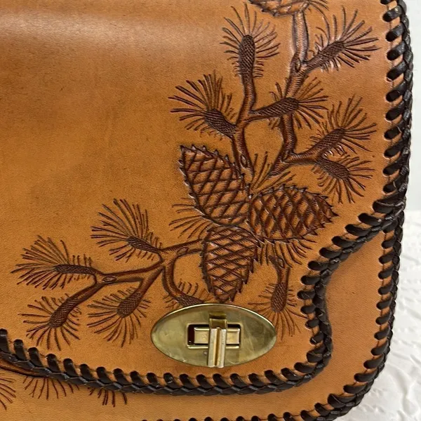 Source Unknown Tooled Leather Embroider bag - Image 5