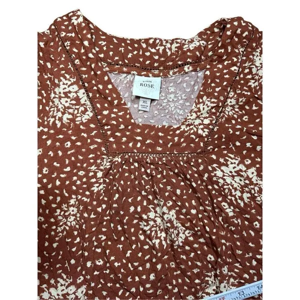 Knox Rose Floral‎ Boho Western Dress Rust Brown Cream Sz XL - Image 8