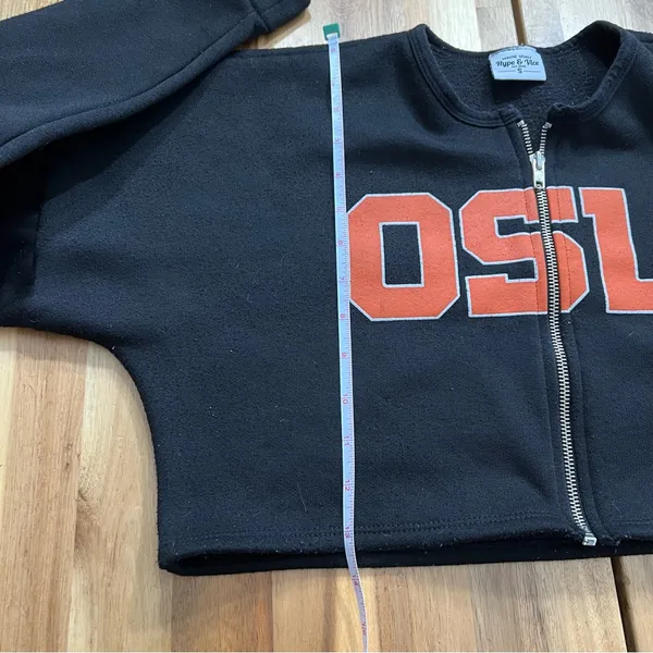OSU Oregon State Beavers Cropped Zip Sweatshirt Small Black - Image 8