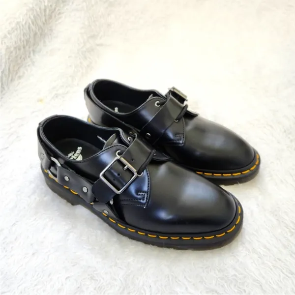 Dr. Martens Docs Henree Black Polished Smooth Leather Buckle Shoes Size 6 /EU 37 - Image 3