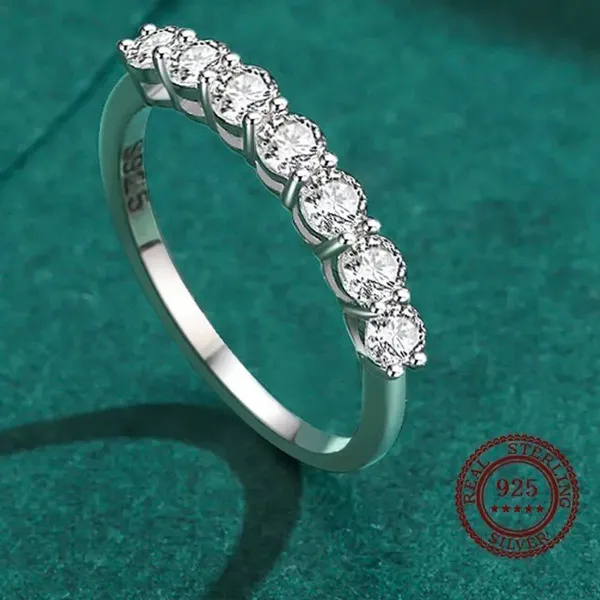 Sterling Silver SIZE 6 925  Stackable Round  Dazzling Cubic Zirconia Ring - Image 3
