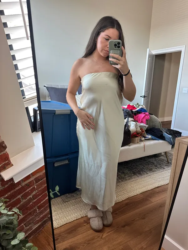 Green Satin Midi ZARA Dress - Image 4