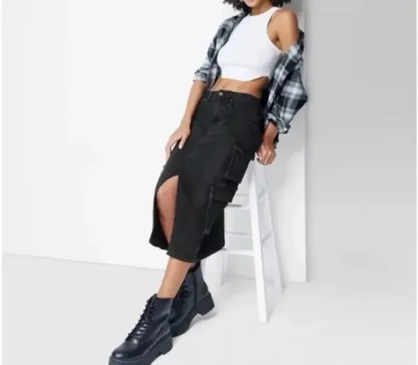 Wild Fable Cargo Midi Denim Skirt - Image 3