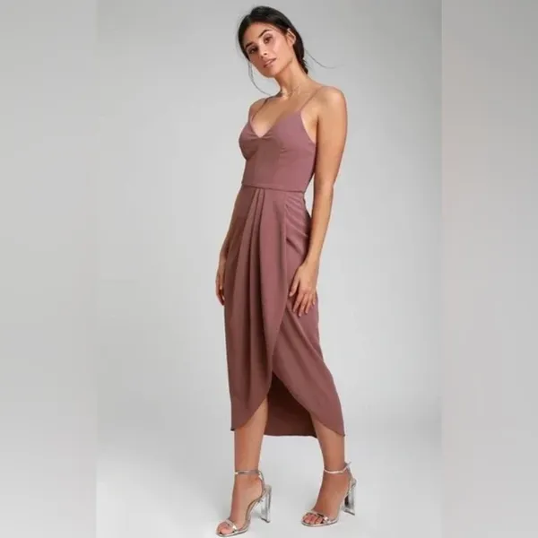 Lulus Reinette Mauve Purple Corset Slip Wrap Midi Dress Size XS - Image 4