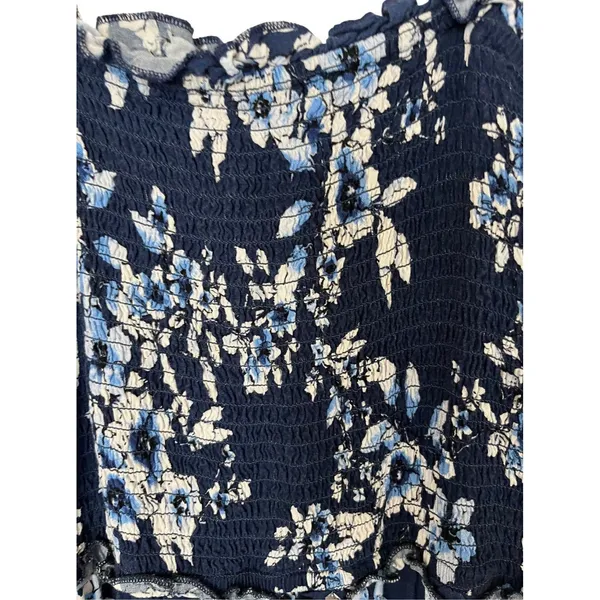 Band Of Gypsies Tiered Ruffle Mini Dress Blue Floral Large - Image 5