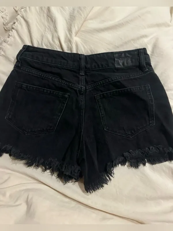 PAIGE Black Frayed Hem Women's Denim Shorts - Image 2