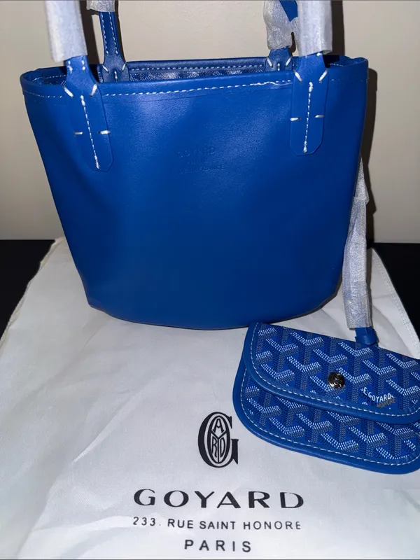 Royal Blue Mini reversible Anjou Tote with Matching Pouch - Image 5