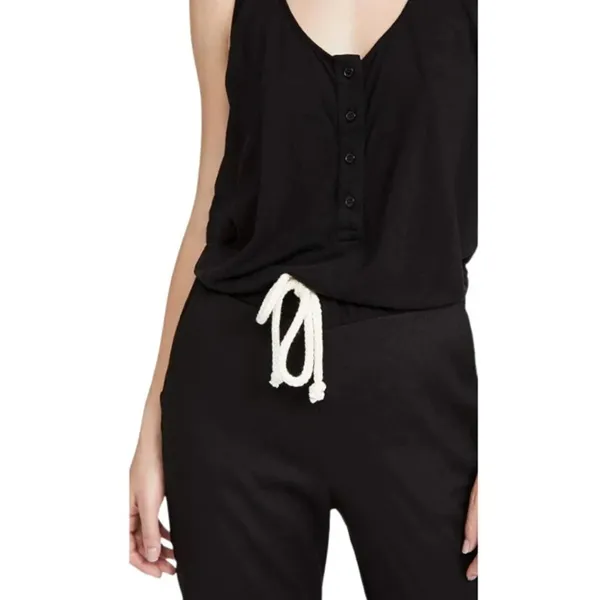 Monrow Revolve Black Henley Loungewear Athleisure Jumpsuit NWT Size XS - Image 3