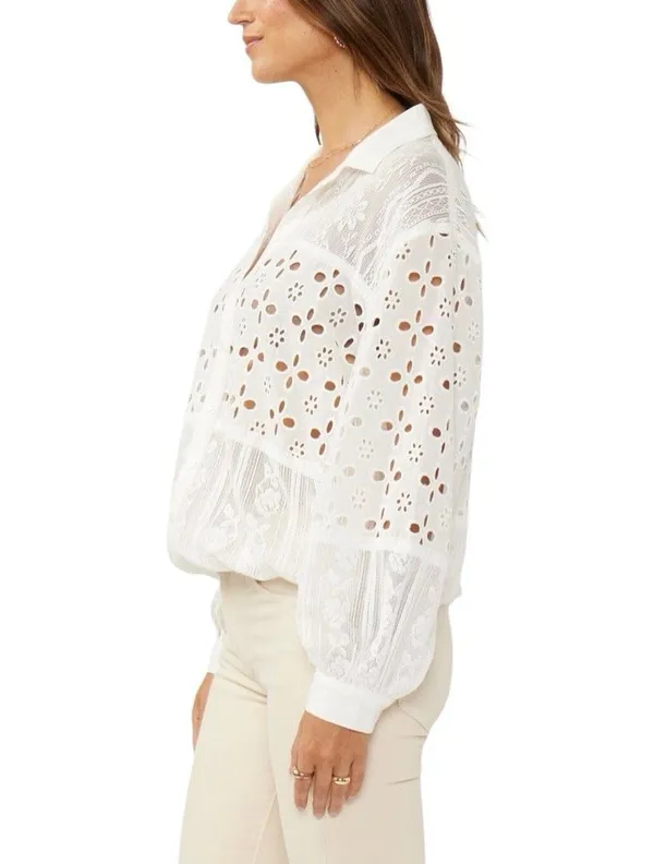 Lovestitch Patchwork Lace Eyelet Blouse Small - Image 4