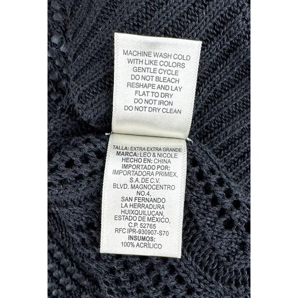 Leo & Nicole Top Sz XXL Women Black Open Knit Cardigan 3/4 sleeves - Image 6