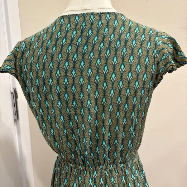 Sea Lustre Sunny Days Lotus Green Teal Boho Tie Front High Low Ruffle Dress S/M - Image 8