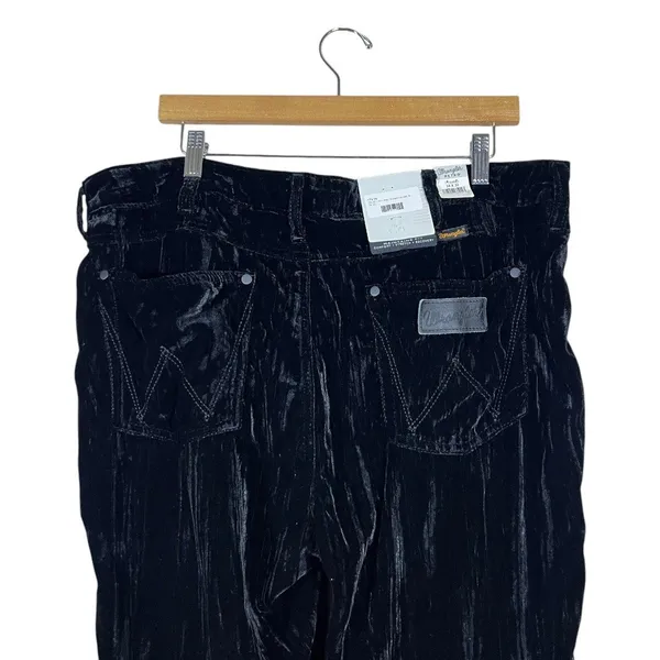 NWT Wrangler Retro Velvet Solid Flare Pants Black Boho High Rise Size 34x32 - Image 5