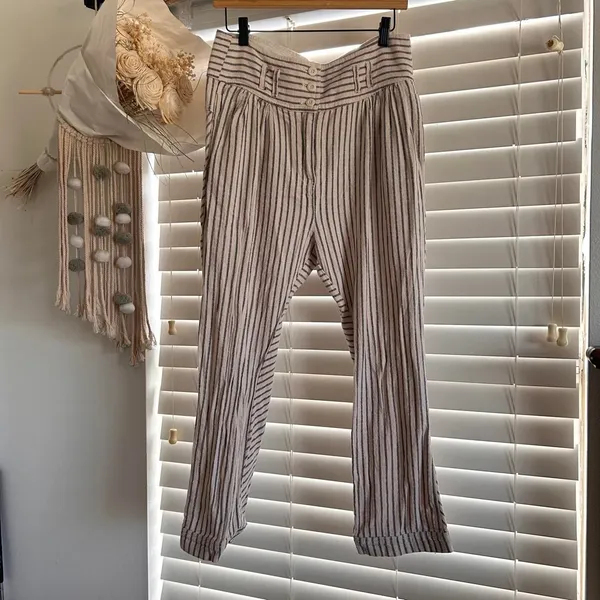 Free People relaxed striped cotton harem slouchy boho pants size 8 - Image 2
