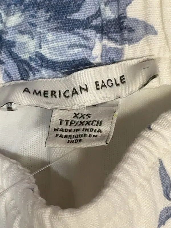 NWT American Eagle Blue Floral Cotton Linen Mini Skirt XXS - Image 5