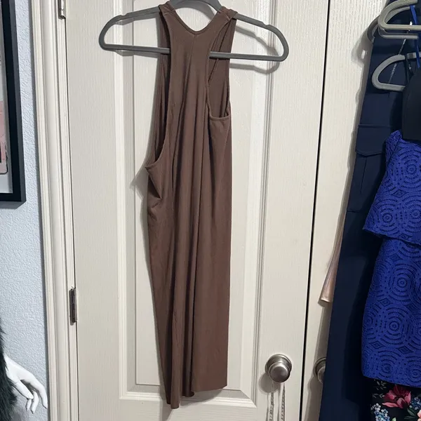 Skims Soft Lounge Cut Out One Shoulder Brown Ribbed Mini Dress Oxide Minimalist - Image 3