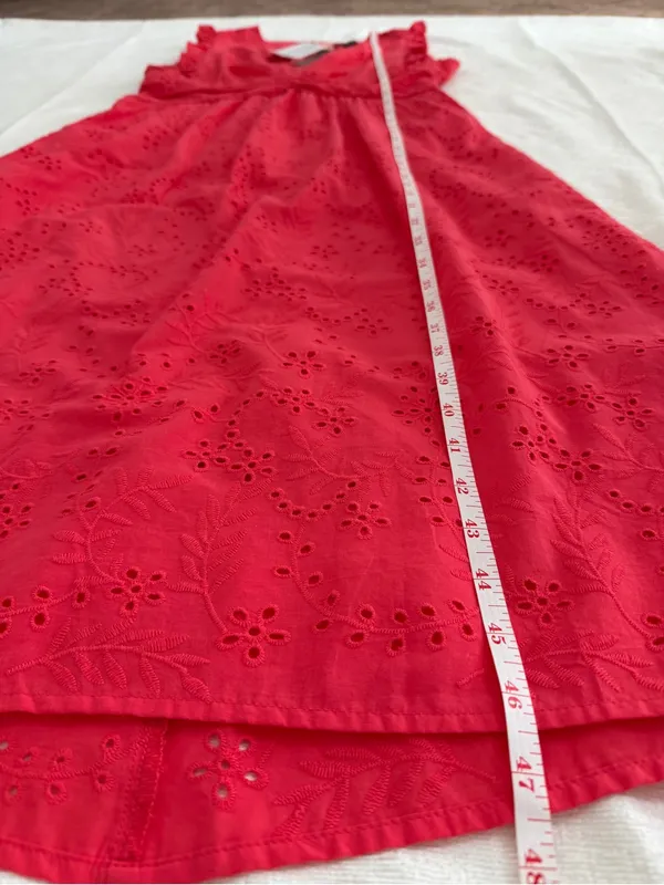 NWT Maggy London Coral Eyelet Midi Dress Size 6 Ruffle V-Neck - Image 13