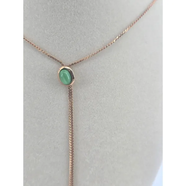 Sarah Coventry Necklace Womens‎ Lariat Rose Gold Green Cats Eye EUC - Image 2